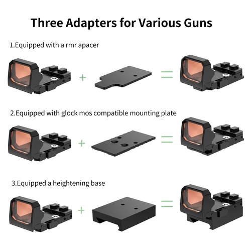 BULLIX Flip Up Red Dot Sight, Compact and Lightweight RMR Red Dot Sights for Pistols, Reflex Sight for Pistol for 20mm Picatinny Rail RMR Mounts, Micro Red Dot for Outdoor Hunting