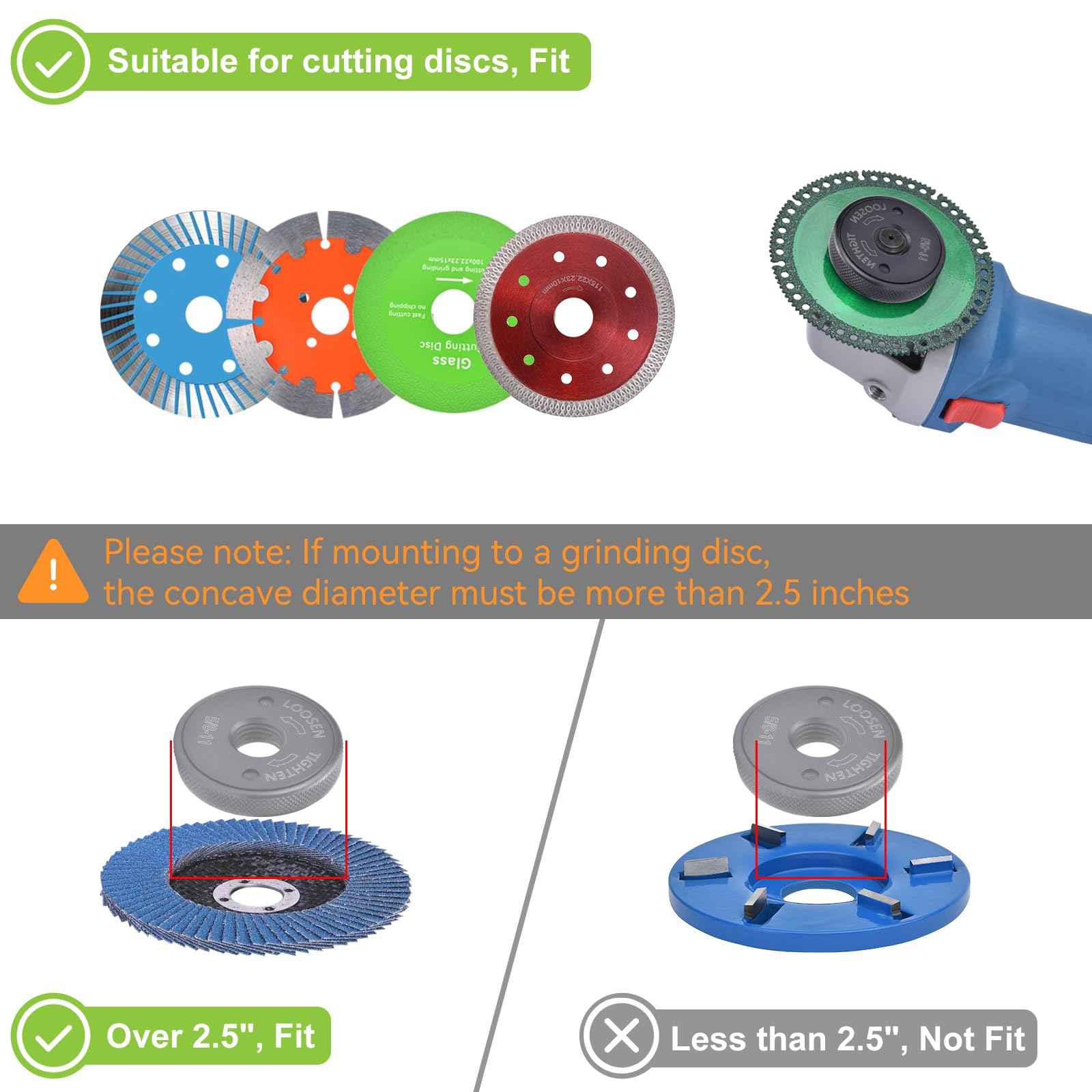 5/8-11 Thread Angle Grinder Flange Nut,2Pcs Grinder Nut for 4.5" and 5" Angle Grinder (No Wrench Required)