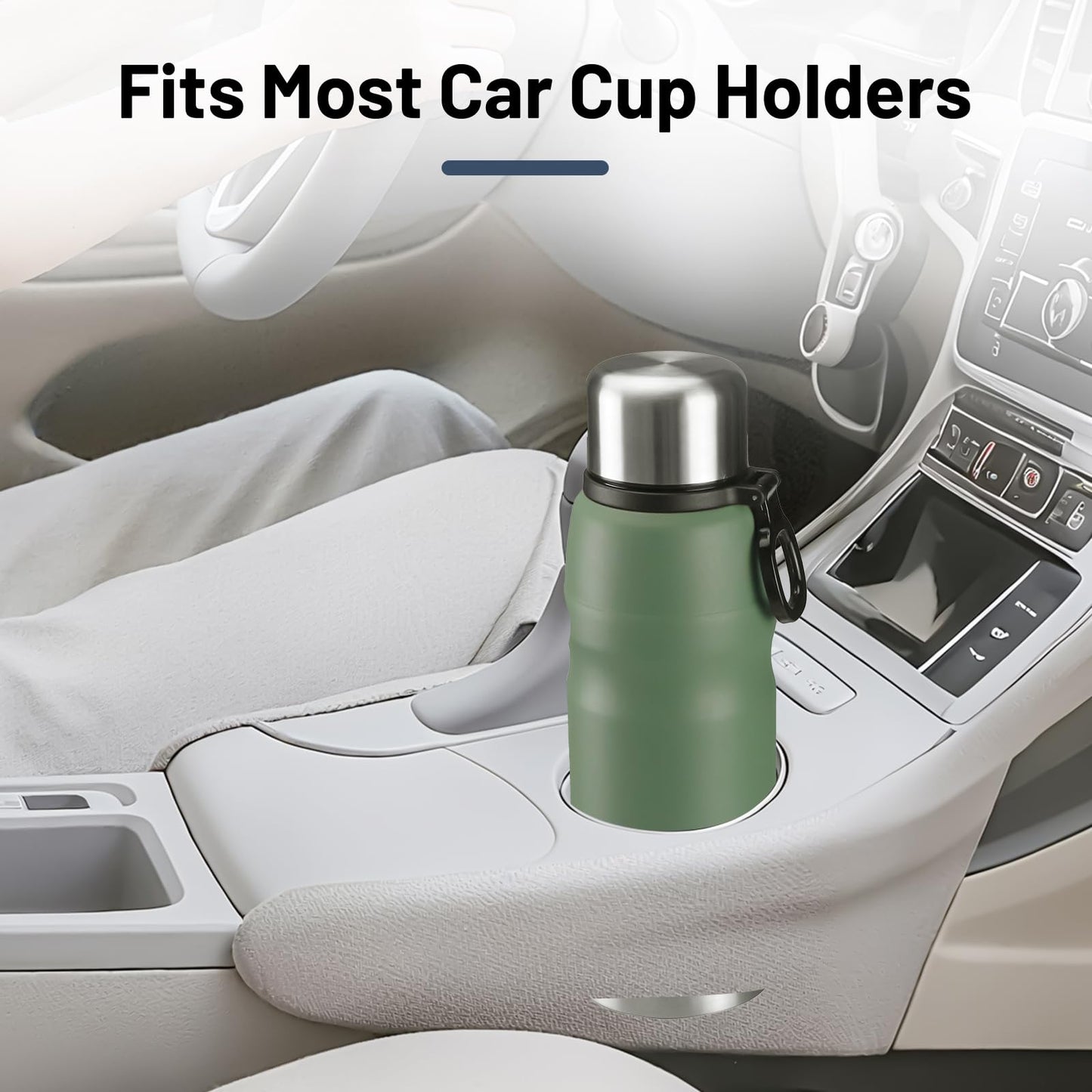 Augshark 20oz Stainless Steel Insulated Water Bottle Travel Coffee Cup with Lid Leak Proof Metal Water Bottle for Hot and Cold Drink Water Flask(Green)