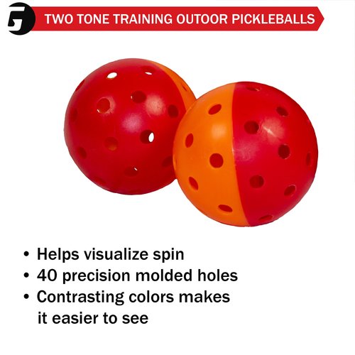 GAMMA Two Tone Training Pickleball Balls, High Visibility Outdoor Pickleballs, Ideal for All Levels of Play, Yellow/Red 3 Pack