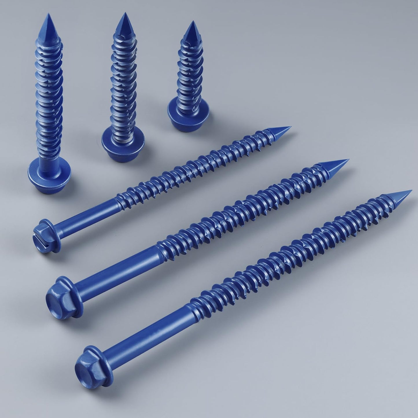 BNUOK 35Pcs 1/4 x 2-3/4 Inch Concrete Screws Anchor with Drill Bit, Blue Hex Head Masonry Brick Stucco Cement Block Screws, Diamond Point