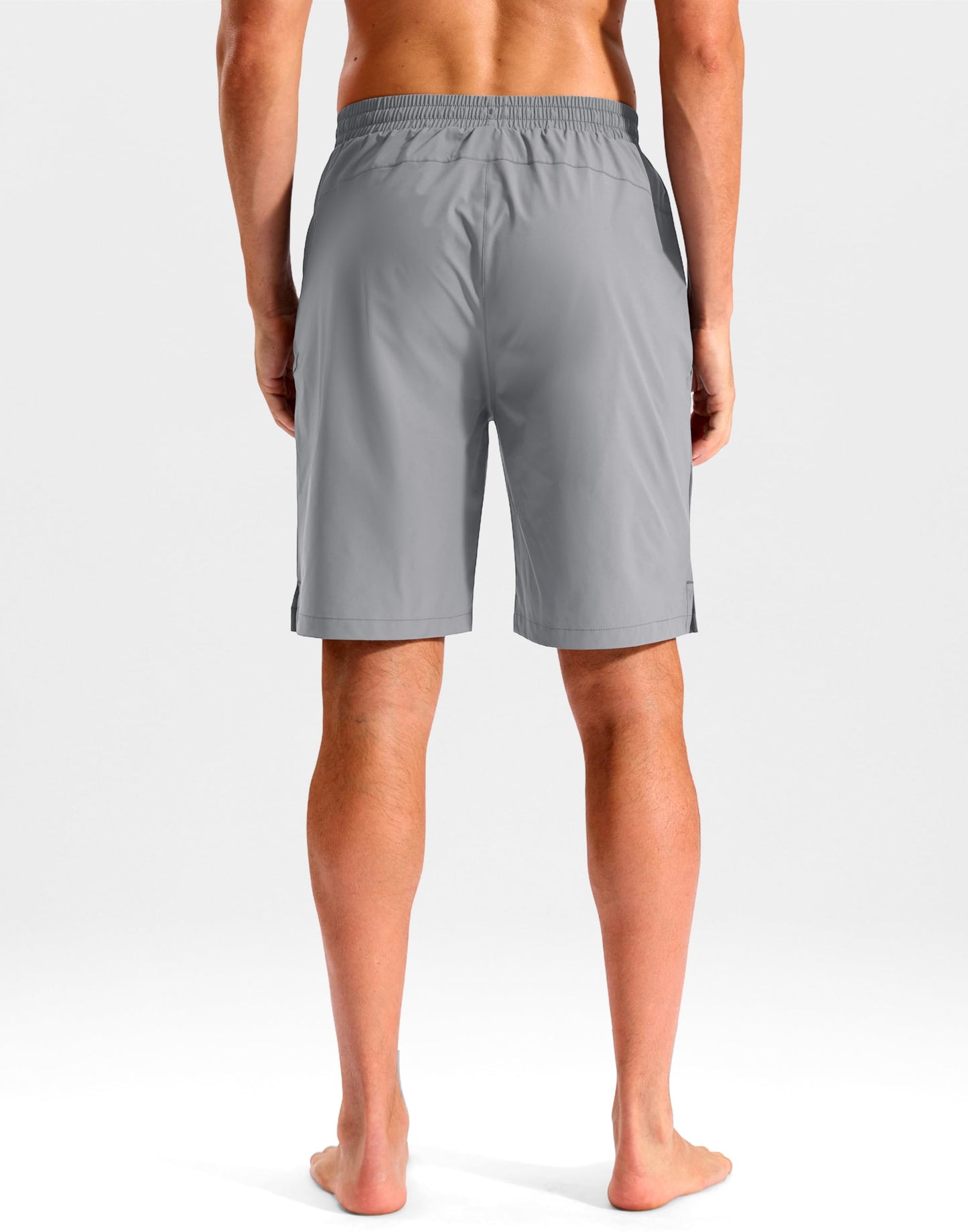 Pudolla Men's Swim Trunks 9"/11" Quick Dry Board Shorts Bathing Suits Beach Shorts for Men with Pockets - No Liner(Light Grey 9 Inseam-L)