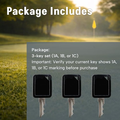 Qiqimingxin Golf Cart Key Set 1A & 1B &1C Replacement Keys Fit for Club Car Golf Cart Fit for Carryall 2014-Up Fit for Tempo Fit for Onward Lithium Replace 105068002 & 101974701 3-Pack Black