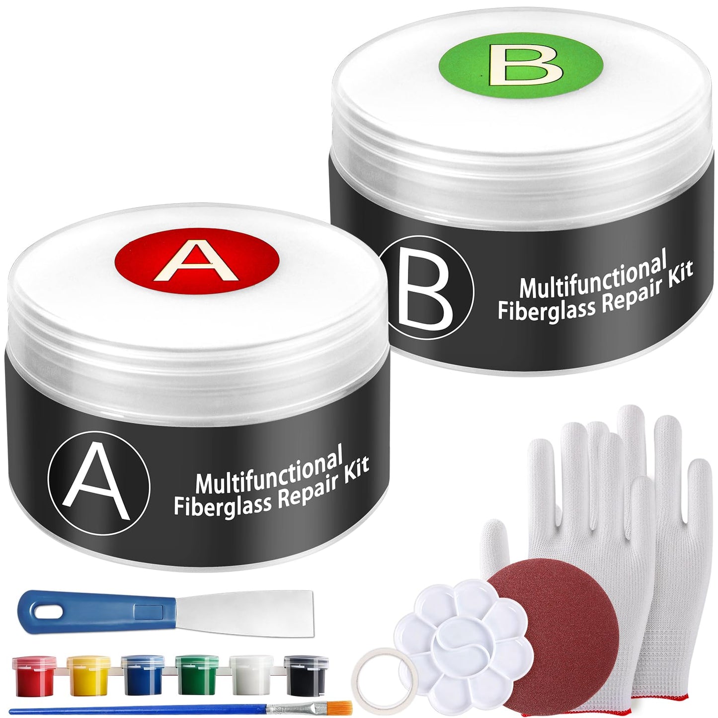 Fiberglass-Boat-Repair-Kit, Gel-Coat-Repair-Kit, Marine -Fiberglass-Repair-Kit for Boats, Epoxy Filler for Boats, Fiberglass Repair Kit Fix Holes, Chips, Scratches, Deep Cracks-Color Match