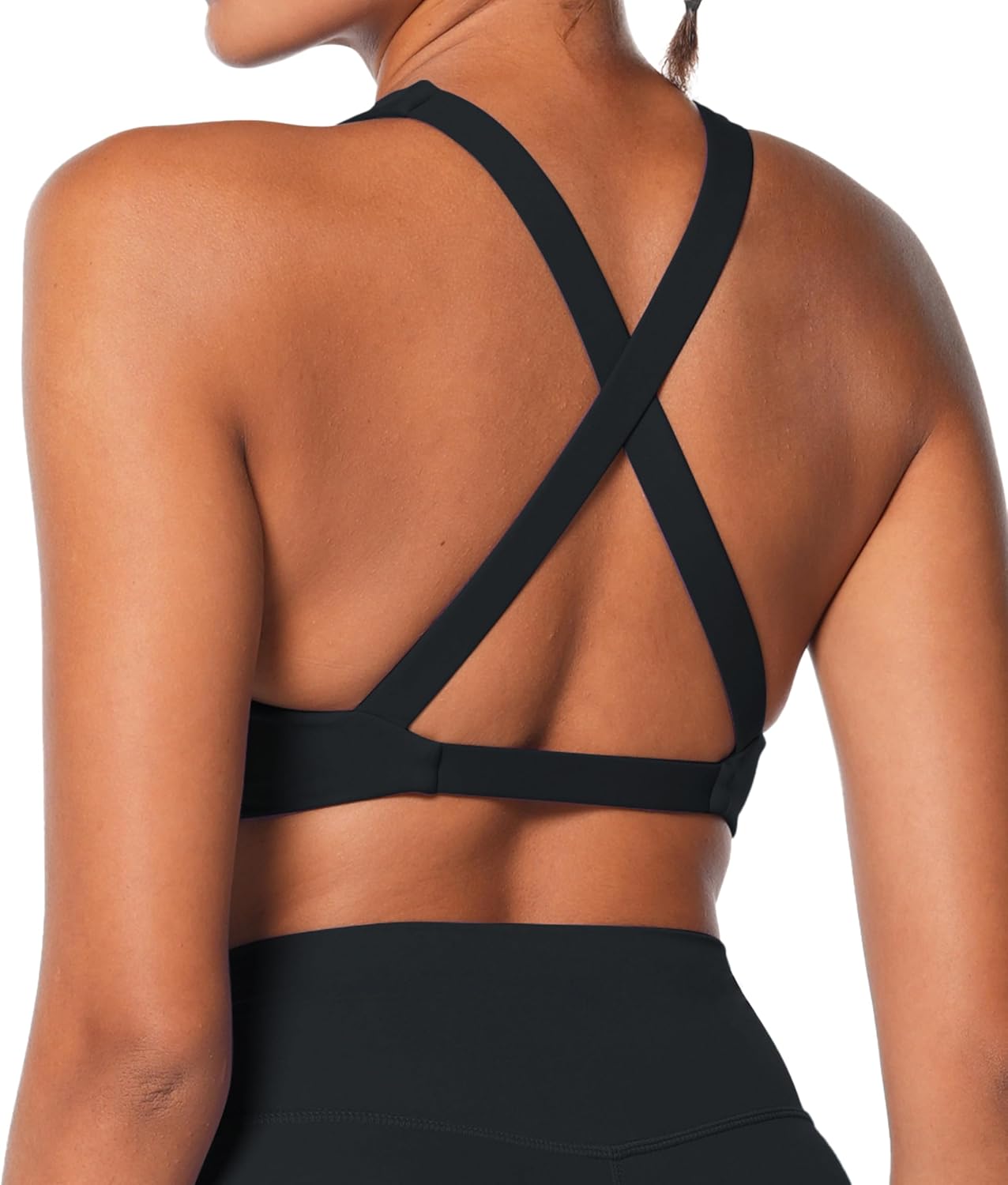 Sunzel Women's Sports Bra - Criss Cross Back Yoga Crop Top with Removable Pads | Wirefree Padded V Neck