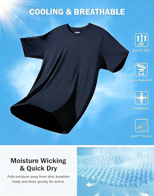 KINGFEN Men's UV Sun Protection Shirts - Quick Dry UPF 50+ Athletic T-Shirt | Performance Tops