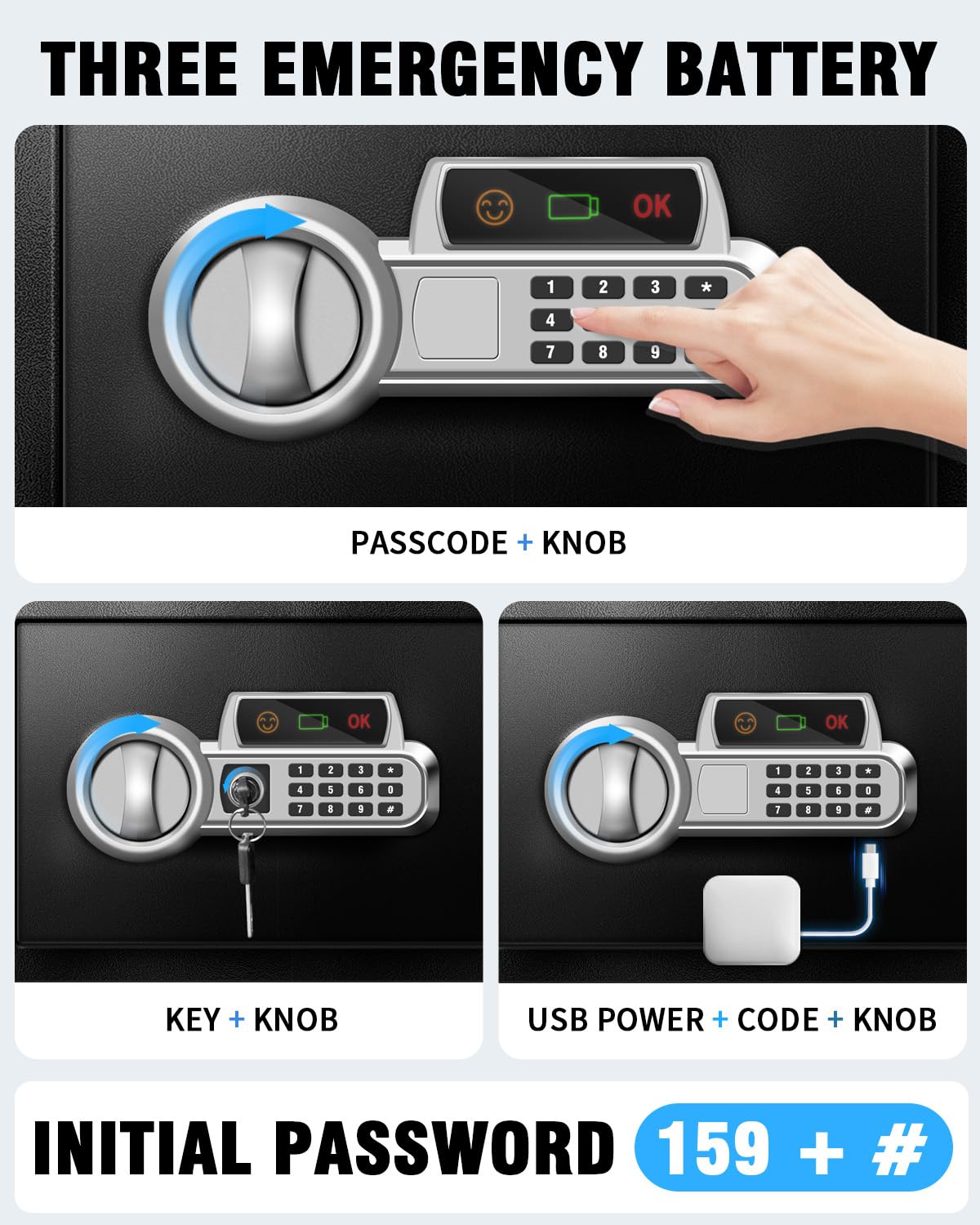 Fdsutvit Safe Box 1.5 Cu Ft, Steel Security with Fireproof Bag & Digital Electronic Keypad, Safety Lock Box, Sensor Light, Removable Shelf, Home Safe for Valuables Documents Money Jewelry