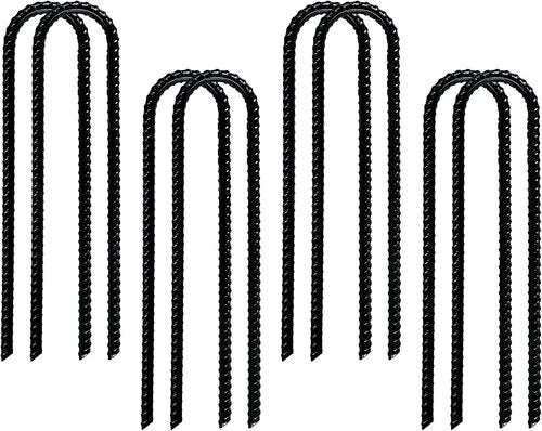 Gtongoko Heavy-Duty Rebar Stakes - U Hook Ground Anchors for Camping Tents | 12-Inch Curved Steel Garden Support (8 Pack)
