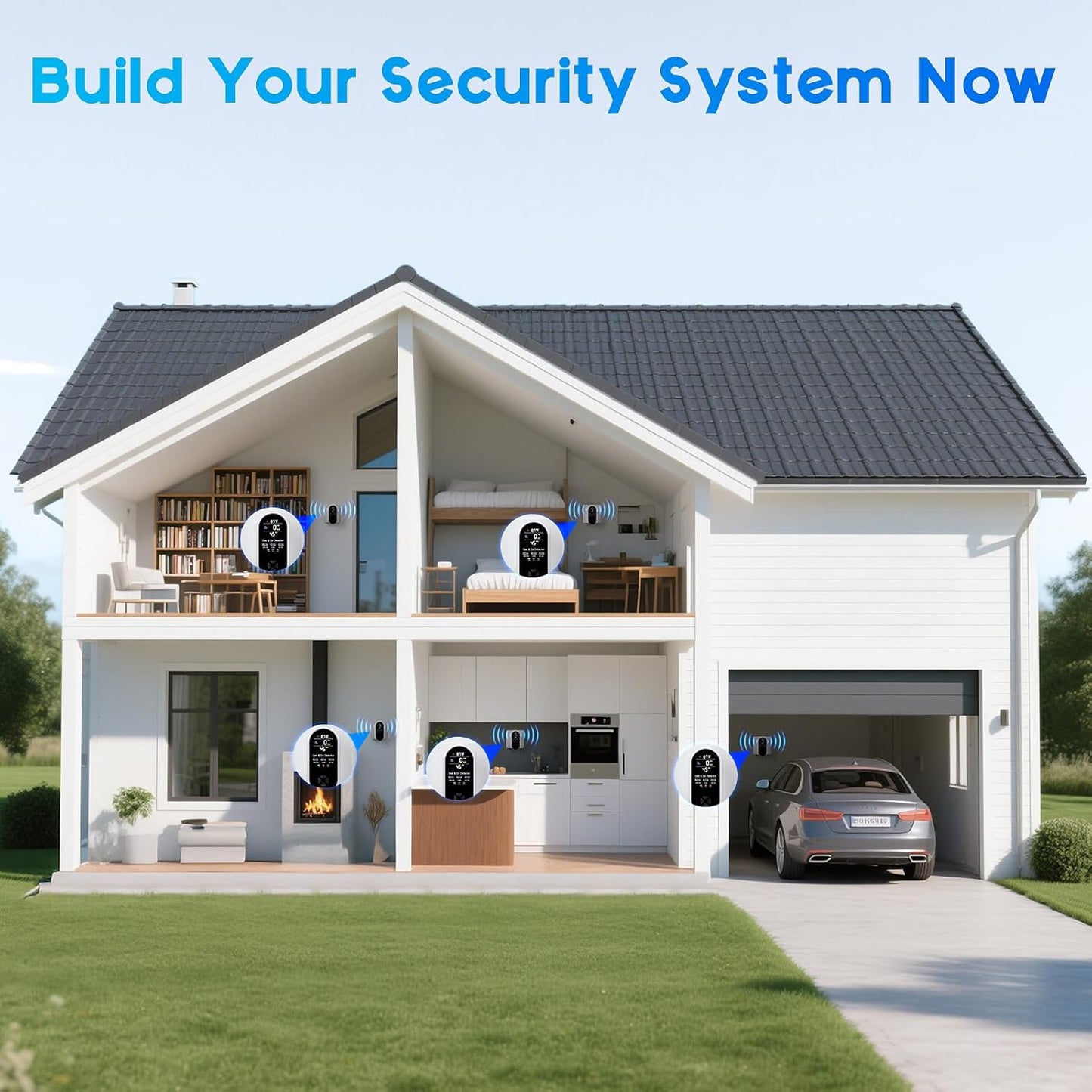 5-in-1 Carbon Monoxide & Natural Gas Detector with Temperature & Humidity Sensor - Battery Backup, LED Display, Sound & Light Alerts for Home & Hotel