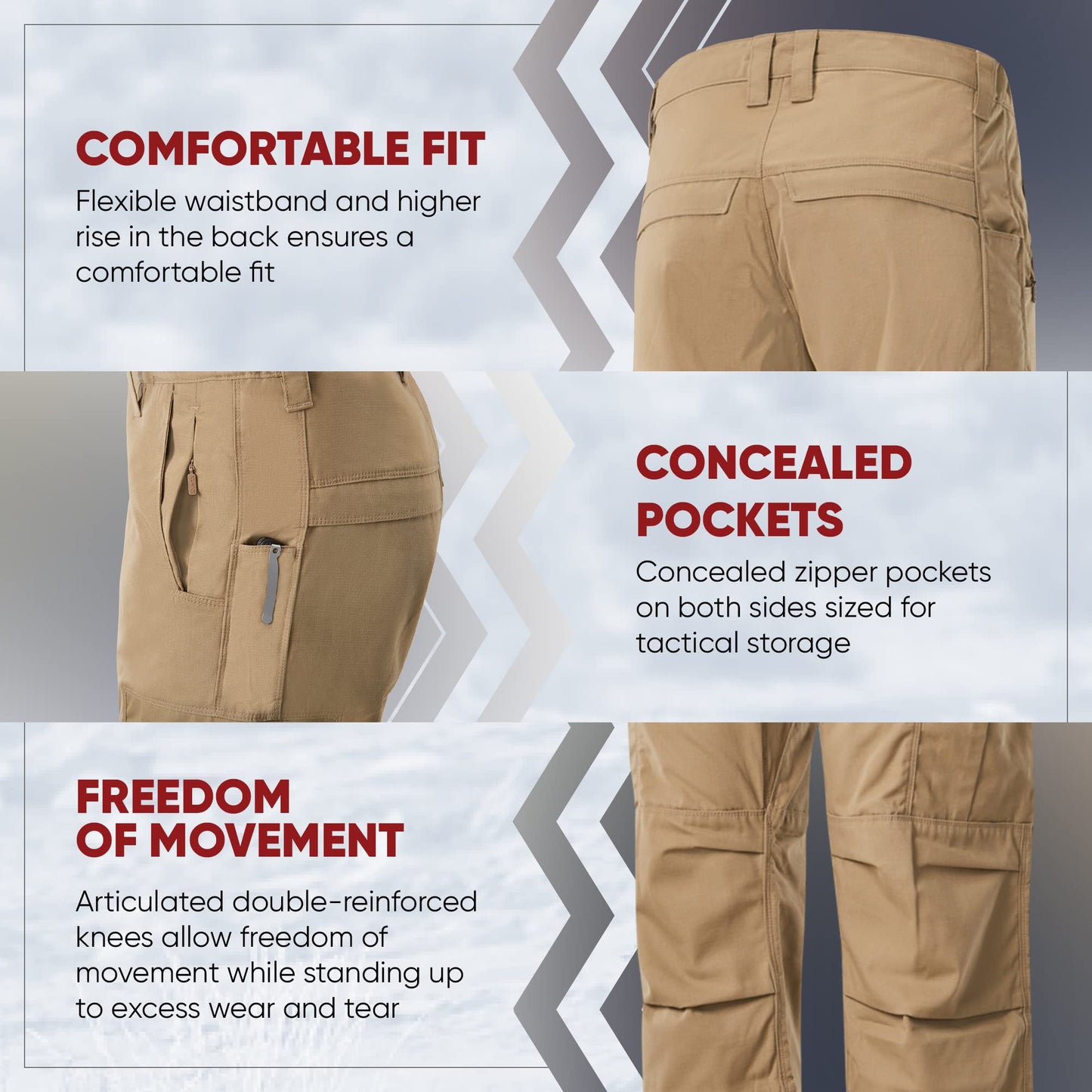 Vertx Men's Phantom Ops Tactical Pants Cargo Utility with Pockets, Water-Resistant Work-wear, Tactical Operations, Relaxed-fit, Smoke Grey - 46 x 36