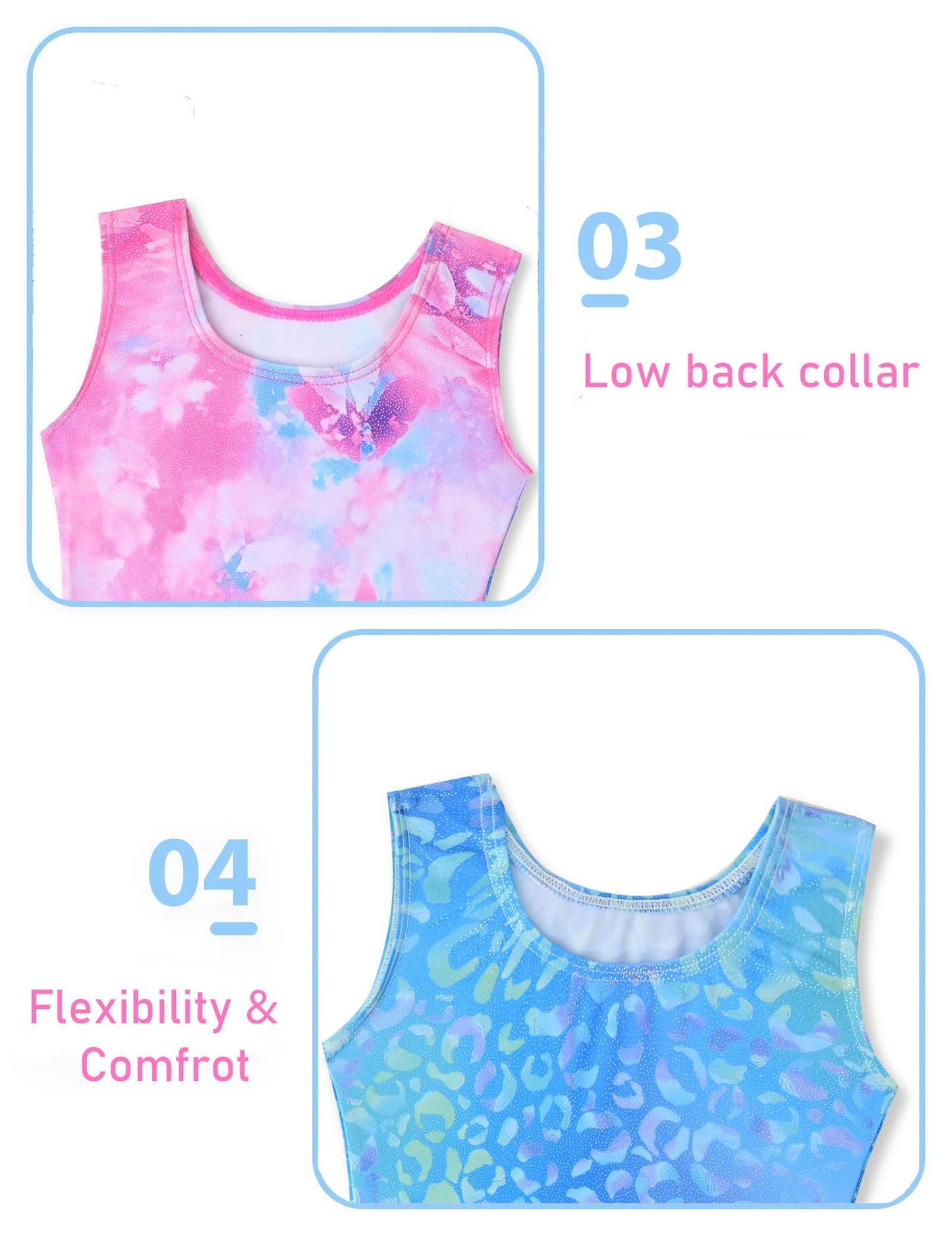 Tstiti Gymnastics Leotards for Girls 2 Pack Sparkly Kids Biketards Dance Unitards Matching Hair Scrunchies