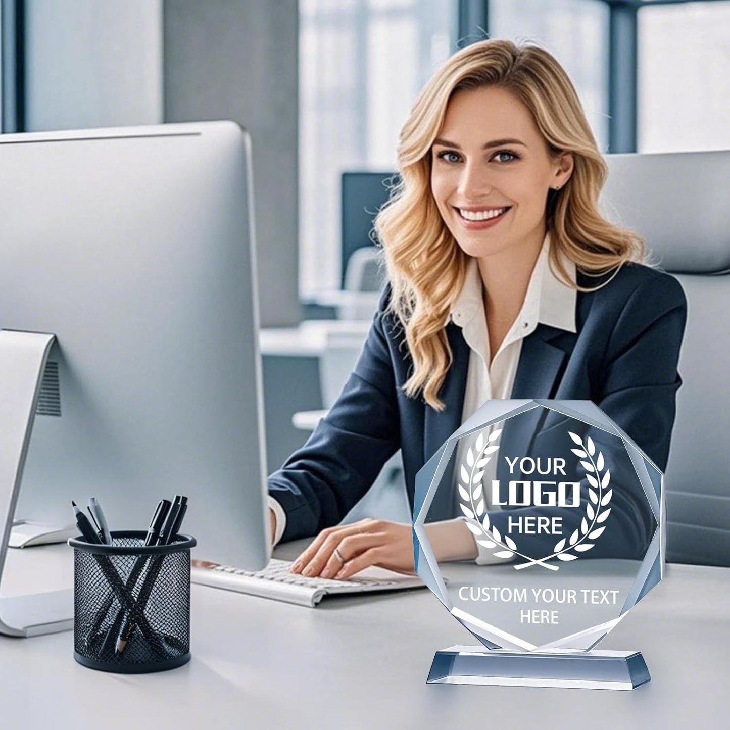 Personalized Crystal Trophy Award - Engraved Plaques for Employee Recognition | Perfect Coworker Gift