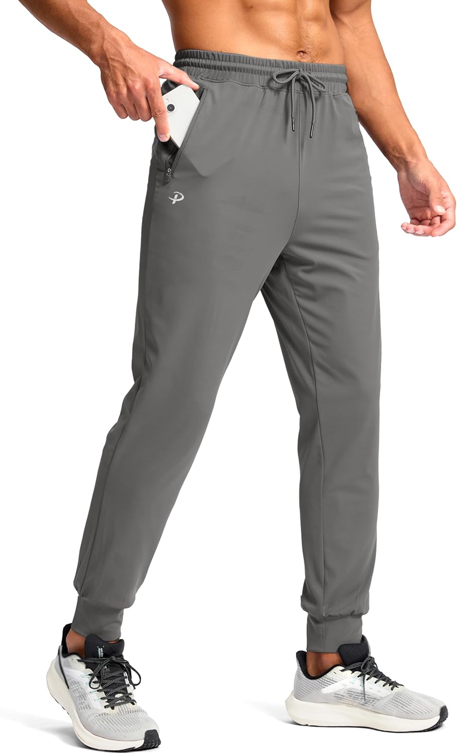 Pudolla Men's Lightweight Jogger Pants - 4-Way Stretch Athletic Sweatpants with Pockets