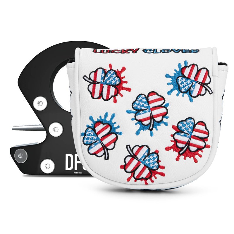 Golf Mallet Putter Cover Headcover, USA Lucky Clover Magnetic Closure Premium Leather Golf Headcovers Fits Golf DF3 Putter, Mallet Putter Headcover (for DF3 Putter)
