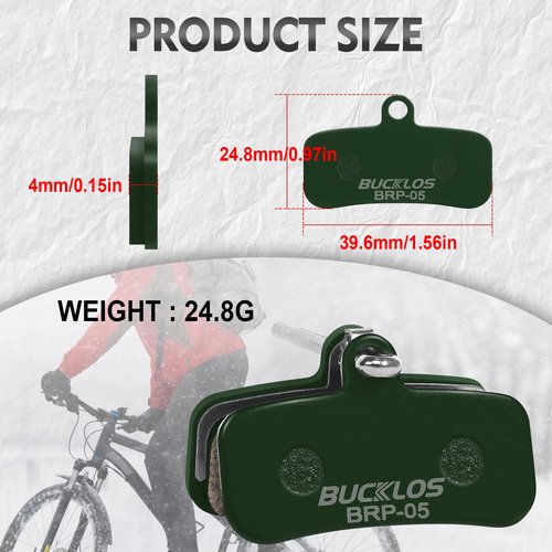 BUCKLOS Bike Disc Brake Pads - Bicycle Disk 4 Piston Pads for Shimano D02S D03S Saint Deore XT XTR SLX Zee/Tektro/TRP for Mountain Bike/Road Bike/Ebike/MTB(Ceramic)
