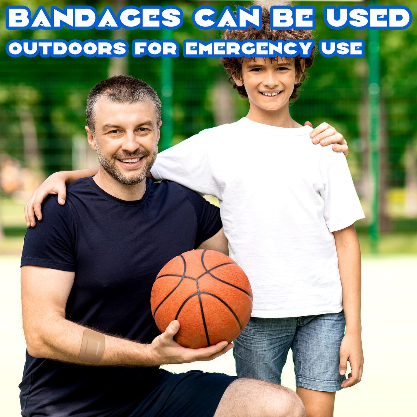 Marsui 100 Pcs Large Adhesive Bandages 2 x 3 Inch Wound Care Supplies Fabric Adhesive Strip Patch Waterproof Fabric Flexible Bandage Wrap Gauze Pads for Skin Care and Protect Wounds