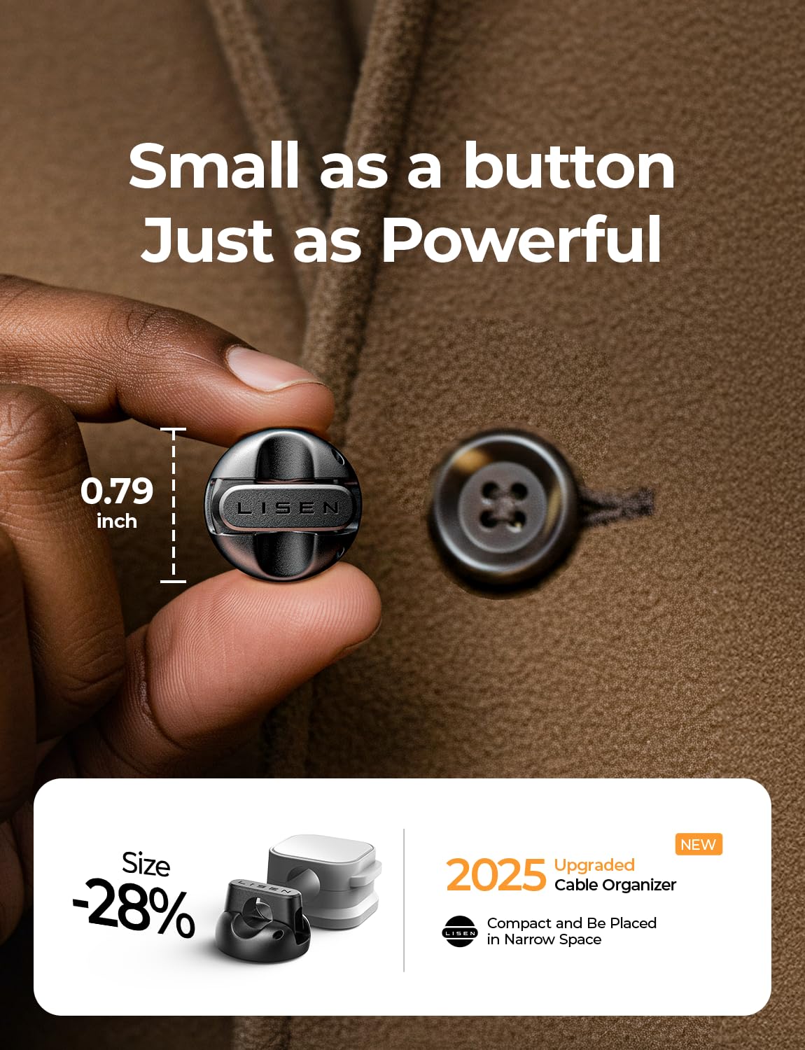 8-Pack Magnetic Cable Clips [1S Snap-On] Cord Holder, LISEN Office Desk Organizers and Accessories with 4 Extra Strong Adhesive Pads, Wire Organizer for Nightstand, Home, Wall, Car, Desktop