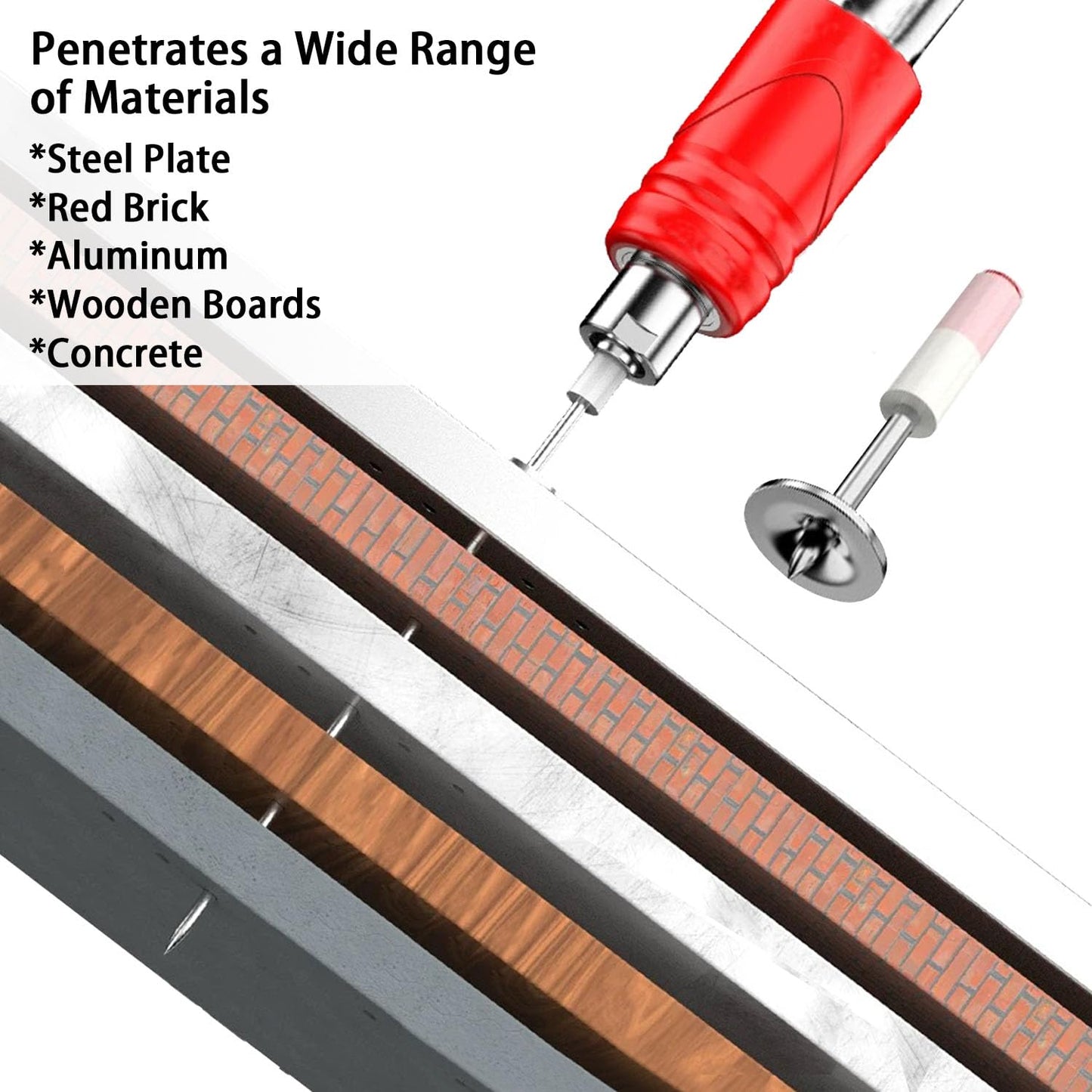 DLronwey Manual Steel Nail 50 pcs,Concrete Nail Wall Fastening Tool,for Concrete Ceiling Cable Ducts Fixed Slotting Device Repair Tool Home DIY Nail Gun Accessories