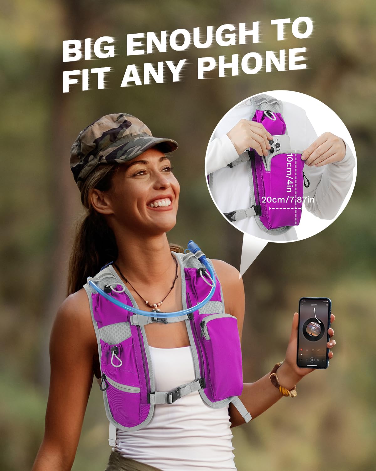 Running Vest for Women and Men, Hydration Running Backpack, Runners Vest, Hydration Vest for Running, Walking, Marathon, Hiking, with Front Phone Holder, Adjustable Chest and Waist Strap