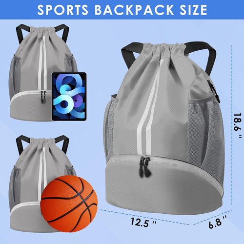 BROTOU Soccer Bag - Versatile Football & Volleyball Backpack with Ball and Shoe Compartment | Durable Drawstring Design