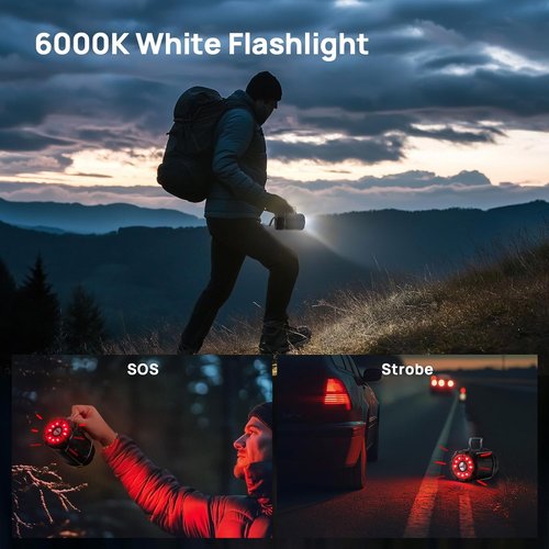 Consciot Collapsible LED Camping Lantern - USB C Rechargeable & Battery Powered | 2-in-1 Emergency Light, Black