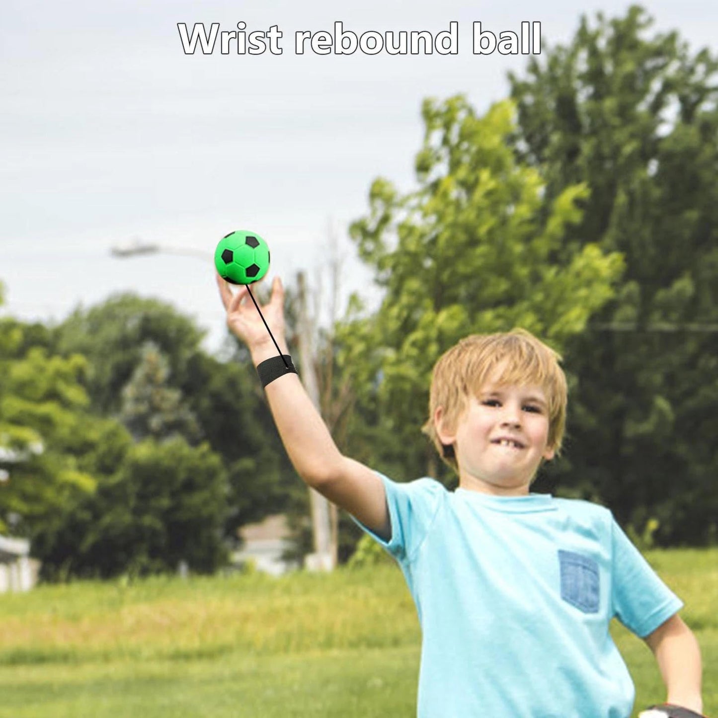 Sndperiexam 2 Pcs Wrist Return Ball Rubber Sport Ball with Wrist Strap and String Rebound Bouncy Balls Wrist Rebound on Elastic String Exercise Play, (Basketball & Football)