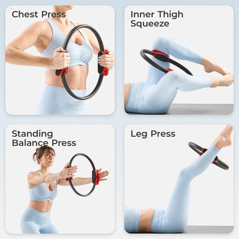 Sunny Health & Fitness 15” Pilates Ring, Fitness Circle for Toning, Strength Training, Core Exercises, Lightweight & Portable, Non-Slip Foam Grip, Home Gym & Yoga Equipment - NO. 106