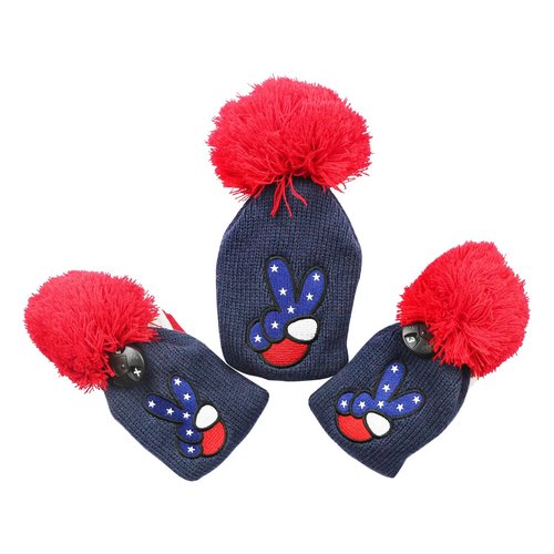 GOLTERS Kintted Golf Club Covers Golf Head Covers 3 PCS #1 Driver Cover and #3#5 Fairway Wood Headcover with Rotating Number