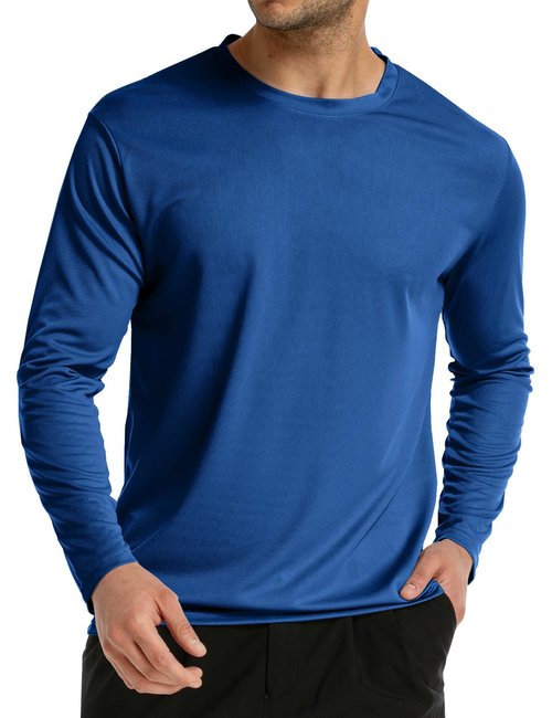Long Sleeve Rash Guard for Men: Mens Dri Fit Sun Protection Fishing Tee SPF Shirts UPF 50+ Uv Cooling Moisture Wicking Thermal Quick Dry Men's t Shirt for Work Swim Workout Running Gym Athletic Navy