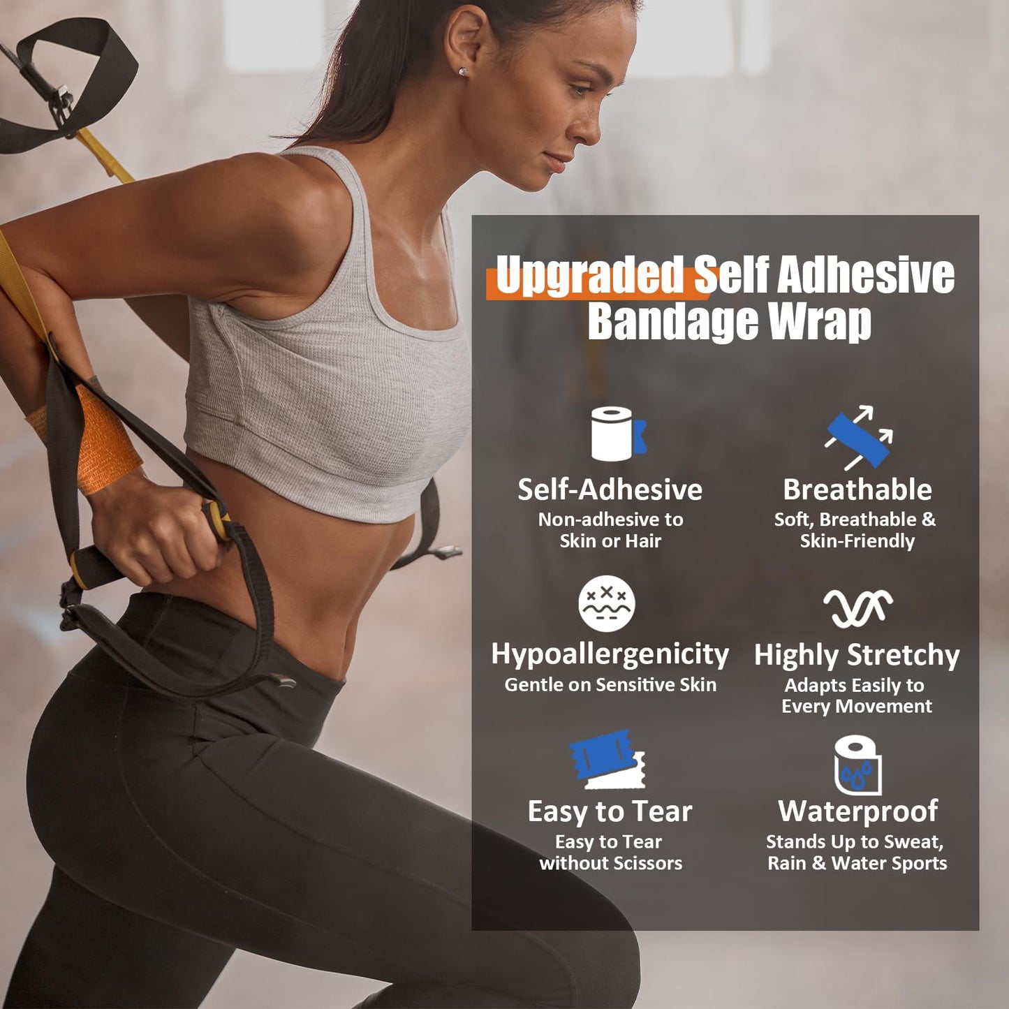 Upgraded 9-Pack Self Adhesive Bandage Wrap – 2 Inches × 5 Yards Elastic Cohesive Bandage Wrap, Self Sticking Vet Wrap, Stretch Sports Athletic Wrap Self-Adhering Adherent Wrist Tape (Multi Color)