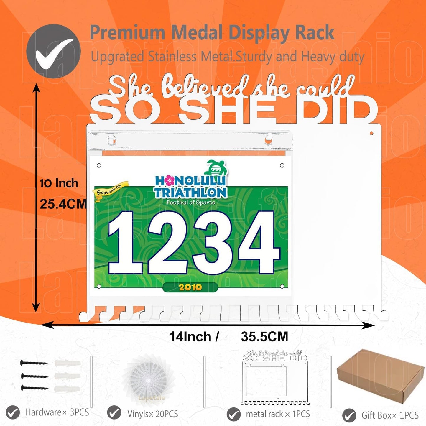 She Believed She Could - SO SHE DID Race Medal Holder | Stylish Marathon Medal Display for Runners