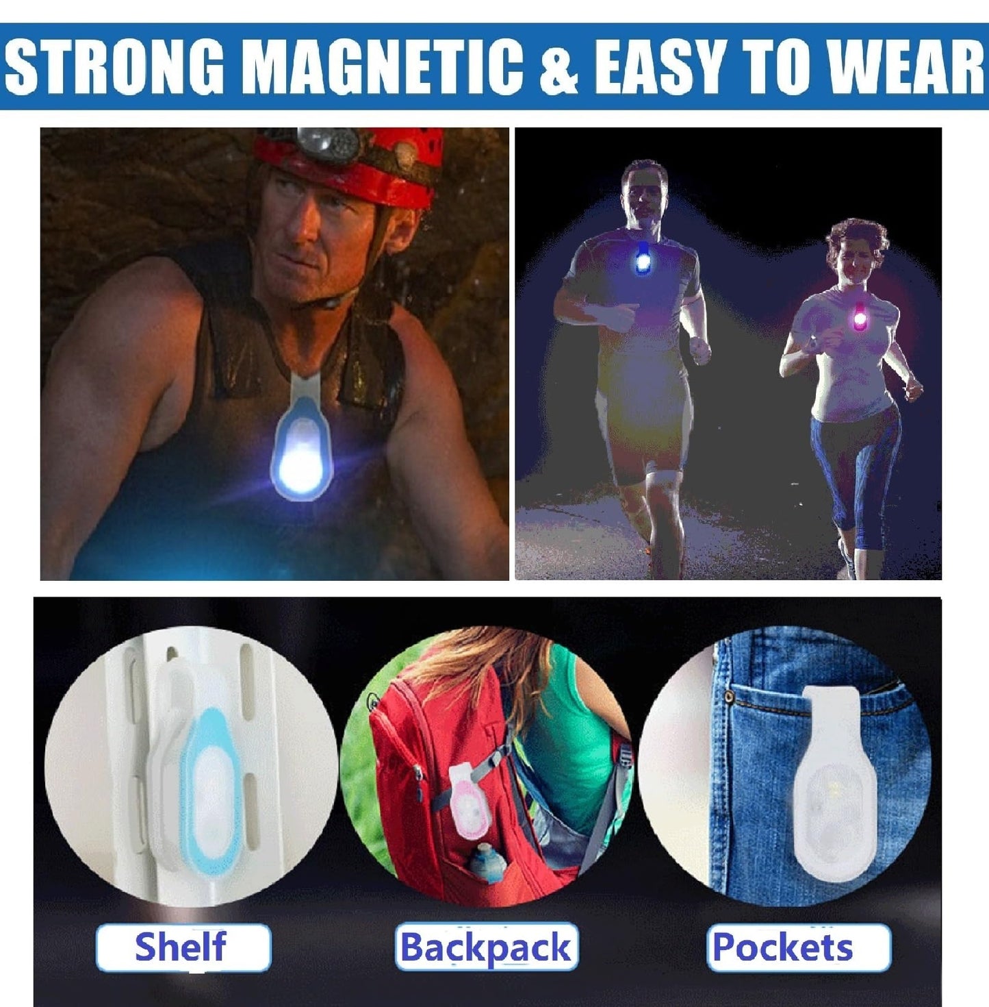 LED Flashlight Clip On Flashlight Nursing Night Light Clip Hands Free Rechargeable Safety Night Shift Lights for Outdoor Sports