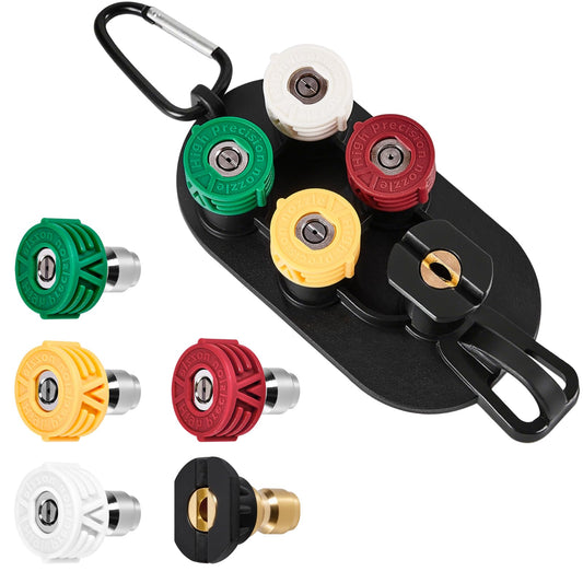 ZGJZGJ Pressure Washer Tips 5-Pack 1/4 Inch Quick Connect - 4000 PSI Multi-Degree Nozzle Set with Holder - Power Washer Accessories for Cleaning Car, Driveway, Patio, Deck, Great Gift for Car Lovers