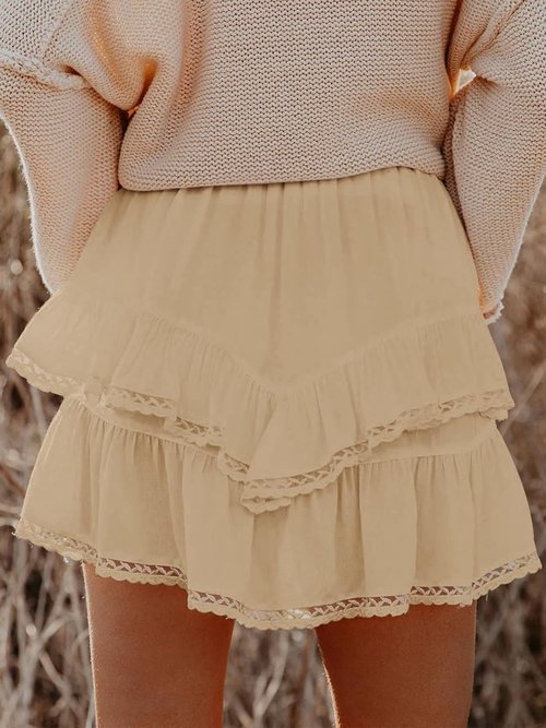 Aoudery Flowy Shorts - Women's Casual Boho Ruffle Tiered High Waist Skorts | Perfect for Golf & Tennis