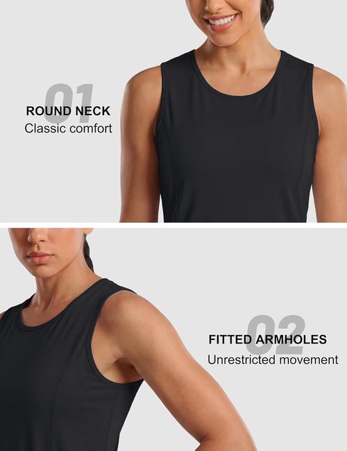 MAGCOMSEN Women's Sleeveless Workout Tank Tops - UPF 80+ Dry Fit Athletic Gym Wear for Summer