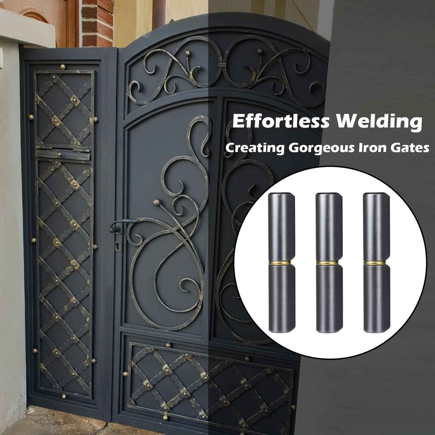 20 Pack 3 Inch Weld On Barrel Hinges, Heavy Duty Carbon Steel Detachable Hinge for Metal Swing Doors, Gates, Trailer Ramps, and Driveway Gates, 360° Rotating Bullet Hinges with Low Friction Pin