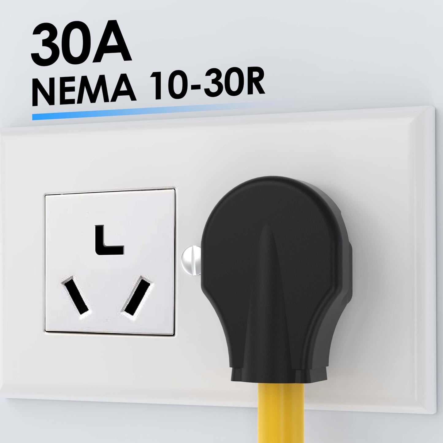 3 Prong Dryer Y Splitter, Dryer Outlet and Level 2 EV Charging, UL Listed, NEMA10-30P Male to Two NEMA 10-30R Female, 30 Amp 250 Volt 7500W STW 10 AWG