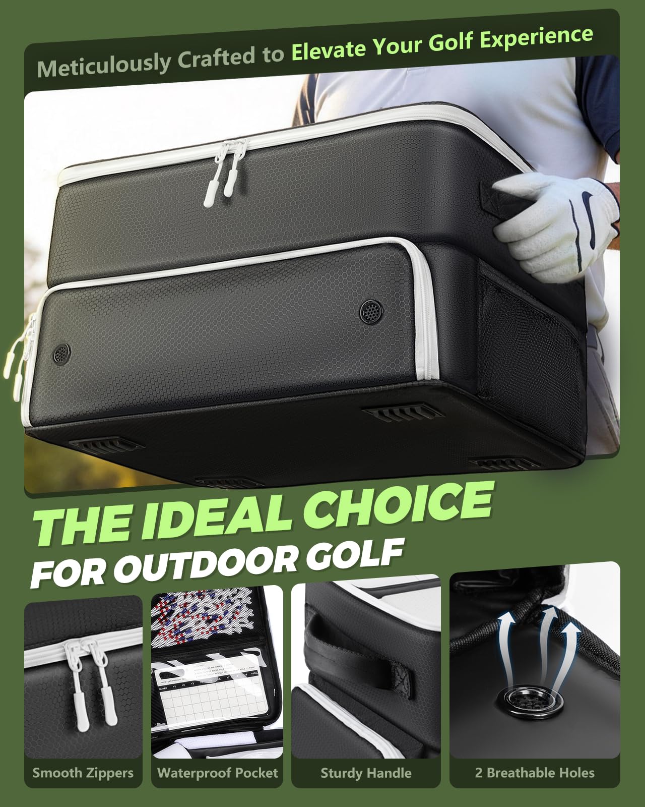 BRANTMAKER Golf Trunk Organizer, Golf Accessories for Men/Women to Storage Stuff and Gear, Cool Gifts for Golfers, Dad, Him/Her, Birthday or Father’s Day (Black)