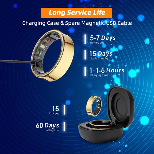 AMOVAN Smart Ring for Women Men, Fitness Tracker Ring with Body Temperature, Heart Rate, Blood Oxygen, Sleep Monitor, Calories, No Subscription Fee, IP68 Waterproof for iPhone & Android (Silver, #8)