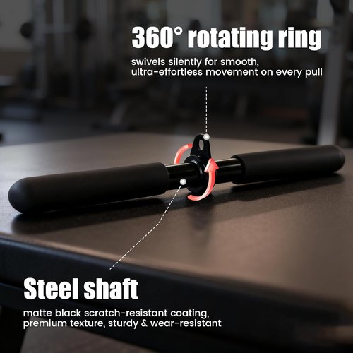 LAT Pulldown Bar | Heavy-Duty Steel Cable Attachment with 360° Rotating Grip - Non-Slip Rubber, Scratch-Resistant
