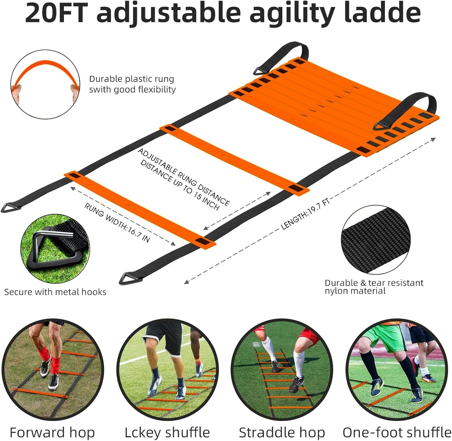 Skiennix Soccer Goal - 6x4ft Portable Pop-Up Net Set with Ball, Ladder & Cones for Backyard Training