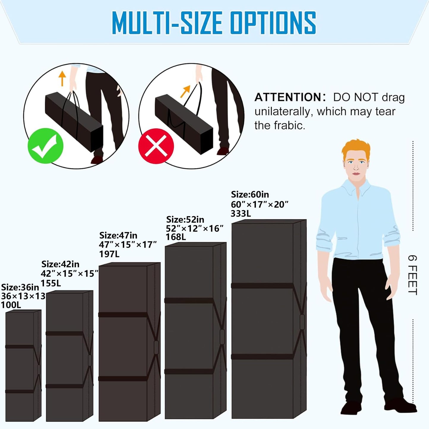 AZAMIA 36" Sports Duffle Bag - 100L Extra Large Travel Duffel Luggage Bag with Upgrade 2-way Lockable Zippers, Durable & Water Resistant (36inch)