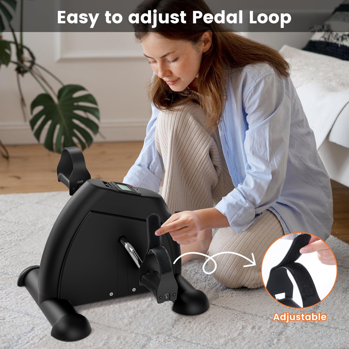 Sportneer Under Desk Bike Pedal Exerciser: Mini Exercise Bike Portable Peddler Sitting for Seniors with LCD Display Arm & Leg Bike Pedals Exerciser with Anti-Skid Mat for Home Office Black Orange