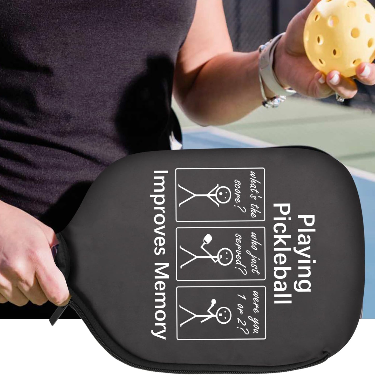 PWHAOO 2PC Funny Pickleball Paddle Pouch Gift Pickleball Paddle Protector Impeccable Gift For Pickleball Players & Fans (Playing Pickleball Paddle)