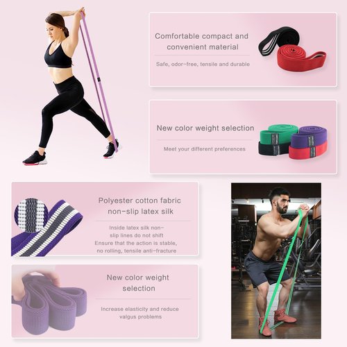 FREJSQC Resistance Bands for Working Out,4pcs Fabirc Resistance Band Set Full Body Elastic Bands for Exercise Bands Workout Bands Resistance