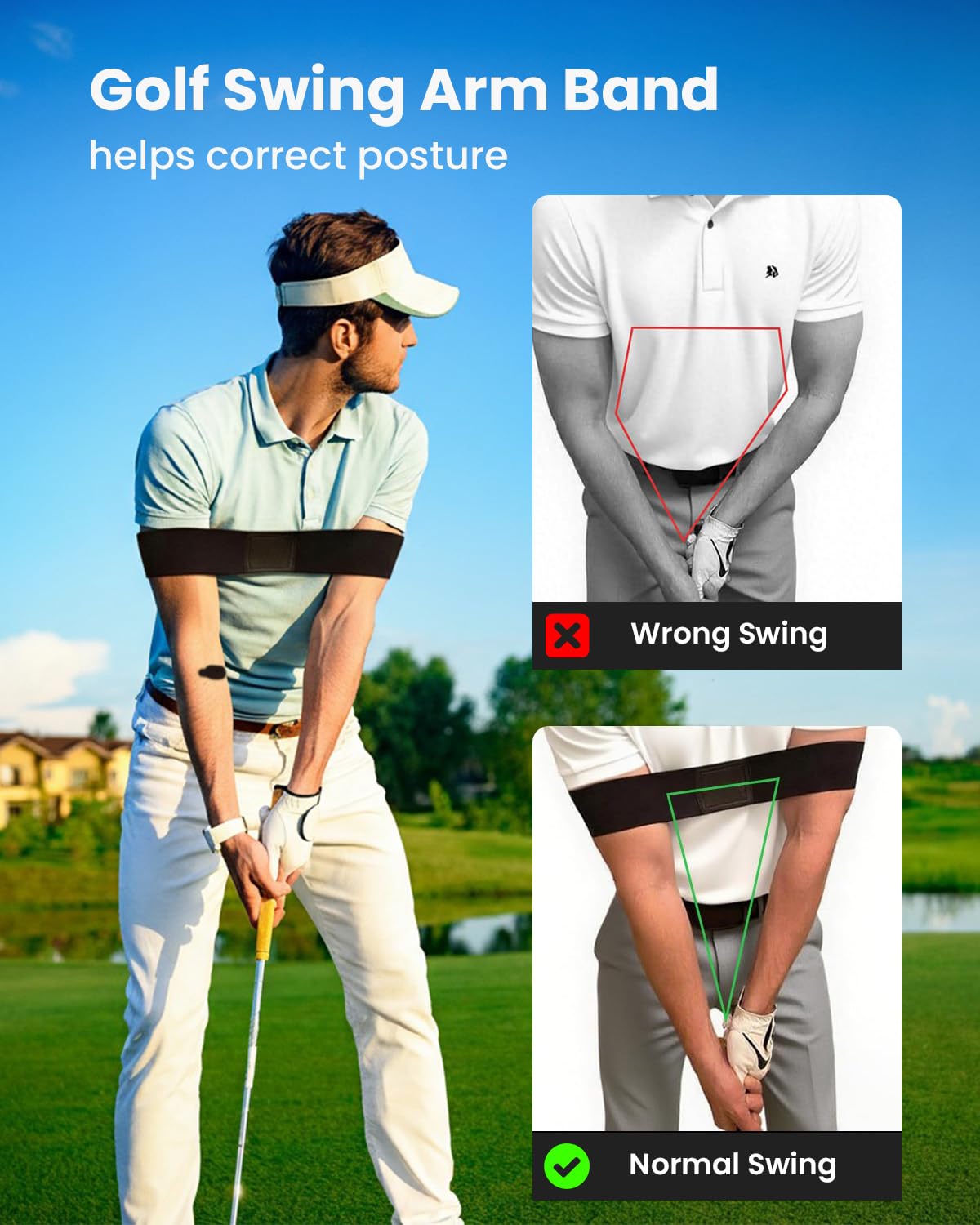 LUMYSPACE Golf Grip Trainer & Swing Correcting Arm Band, Golf Training Aid Combo- Enhance Grip Strength, Swing Technique and Correct Hand Position