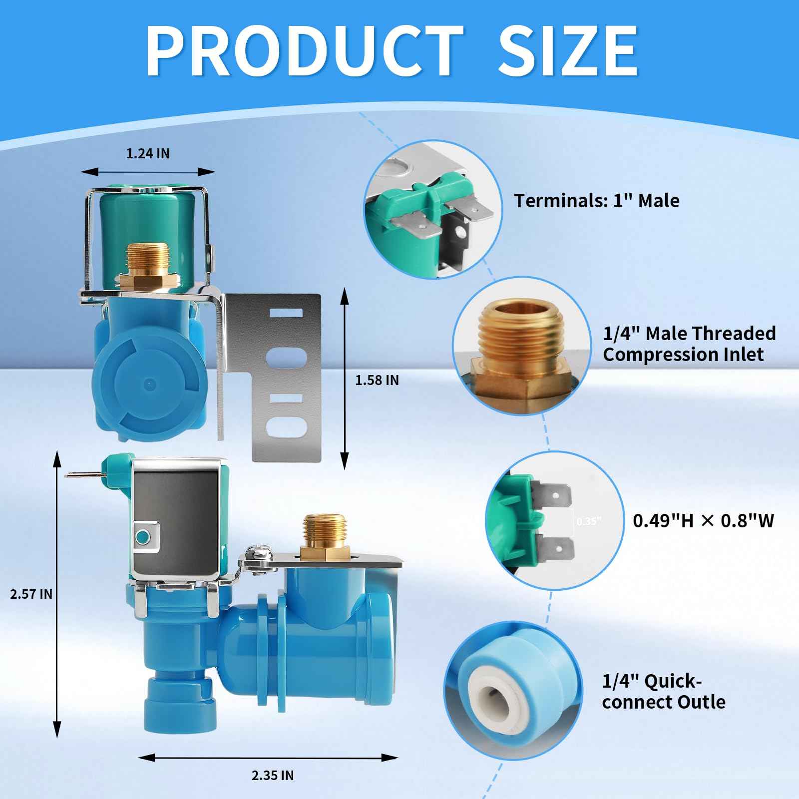 Upgraded 242252603 Refrigerator Ice Maker Water Inlet Valve, for Electrolux Frigidaire kenmore Icemaker Solenoid Valves, Replacement parts AP5671756 241803701 PS7784017 241803703 218475600 218720400