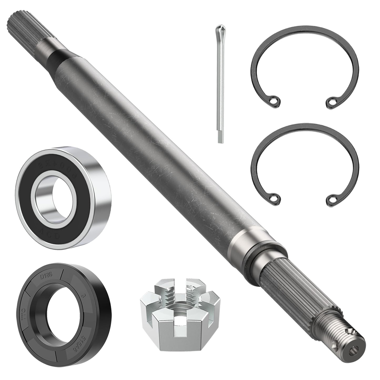 10L0L Golf Cart Rear Spline Axle Shaft for Yamaha G16 G19 G22 G27 (1996-2008) Models, Driver Side (Short) OEM# JR1-G6511-00-00