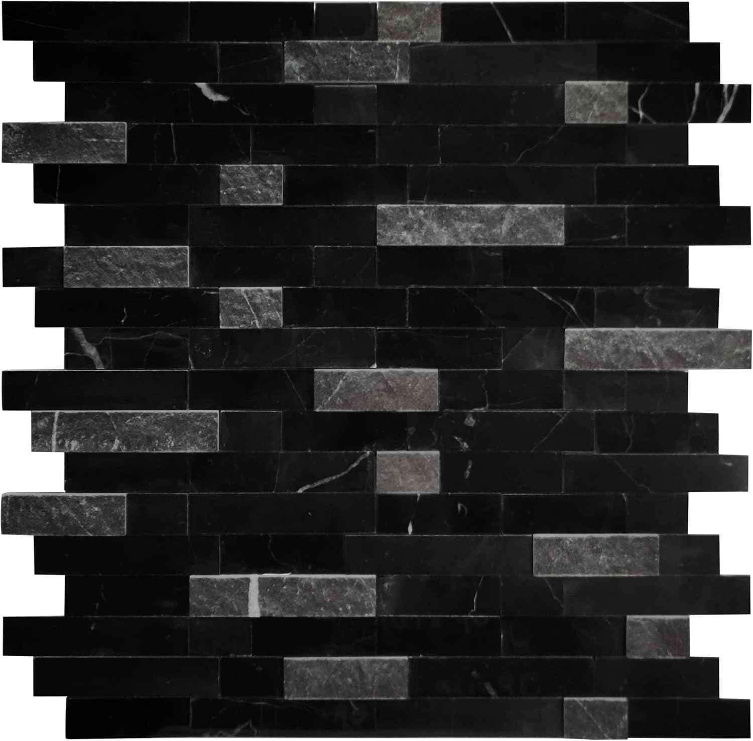 Peel and Stick 3D Stone Mosaic Tiles - 12x11" Self-Adhesive Backsplash for Kitchen & Bathroom - 5 Sheets, Mixed Tan
