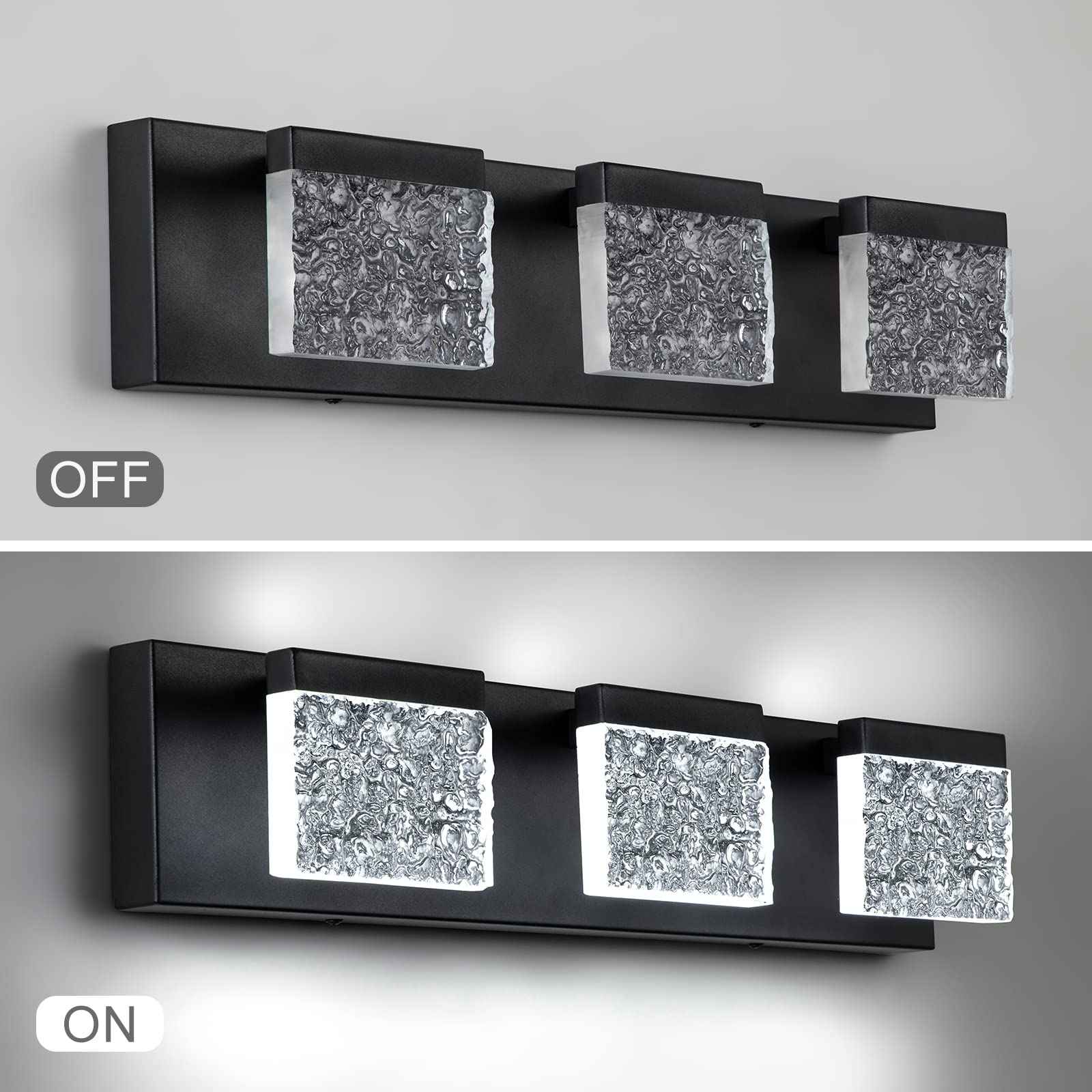 EDISLIVE 21.7in Modern Bathroom Vanity Light Fixtures - 3 Light Dimmable LED Bathroom Wall Lights Over Mirror for Living Room, Bedroom - 6000K